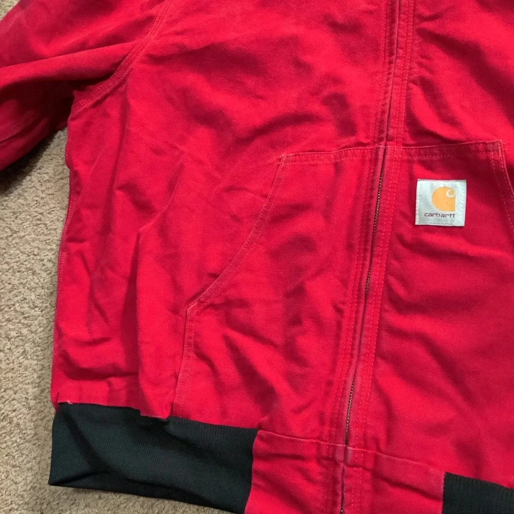 Vintage Carhartt Chore Coat Mens 3XL / OS XL Red Canvas Hooded Heavy Barn Jacket